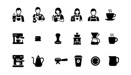 Silhouette vector black white of Barista