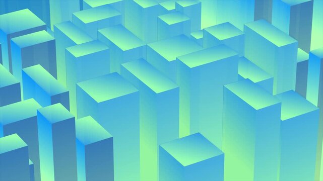 Abstract Blue Green Gradient Cubes Futuristic Background