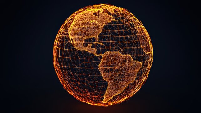 Abstract glowing globe showcasing digital connections. - Powered by Adobe