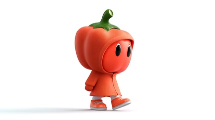 3d illustration of a cartoon character of a bell pepper