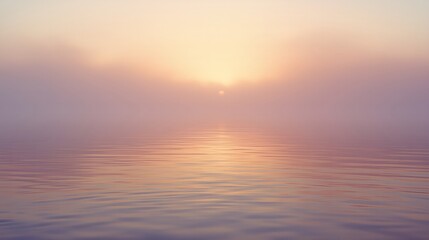 Obraz premium Tranquil Ocean Horizon with Soft Light and Fog – Serene Coastal Sunset