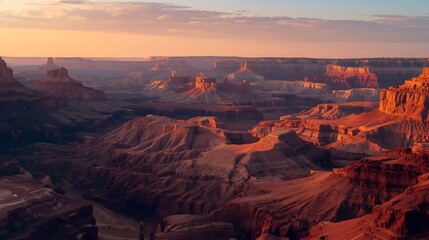 Layered Canyon Walls in Warm Light &ndash; Breathtaking View of Grand Canyon at Dusk
