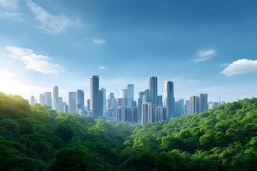 Fototapeta premium Sustainable urban living concept, nature and architecture in harmony