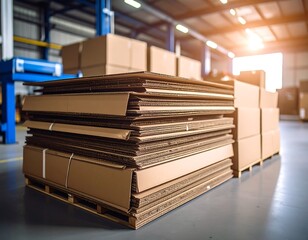 Cardboard boxes stacked in a warehouse