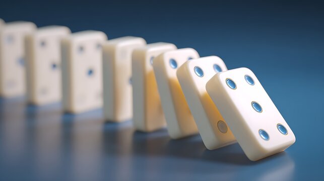 Momentum and Impact, Falling Dominoes Creating a Continuous Chain Reaction