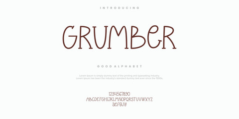 Grumber Modern minimal abstract alphabet fonts. Typography technology, electronic, movie, digital, music, future, logo creative font. vector illustration
