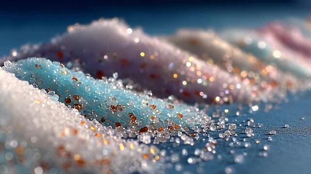 Colorful sugar crystals arranged in vibrant patterns