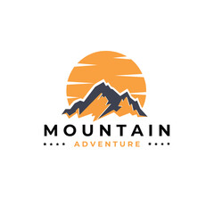 A mountain logo sunrise or sunset concept 