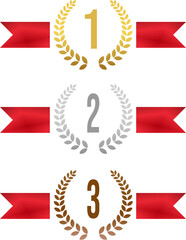 First Second Third Place Laurel Wreaths and Ribbons