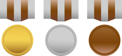 Gold, Silver, and Bronze Award Medals with Ribbons