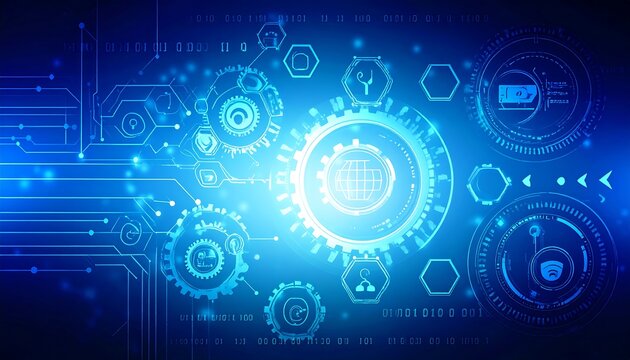 Abstract digital technology graphic with interconnected elements