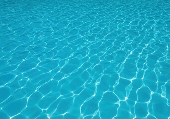 Bright blue surface texture with sunlight reflections and abstract caustic patterns visible on the pool floor structure ,refreshing ,pool ,holiday