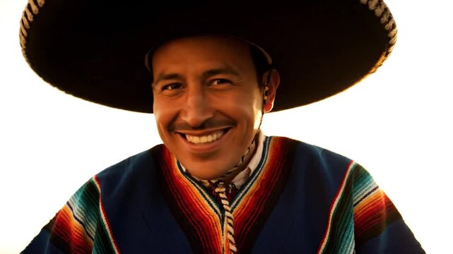 Astonished charro in vibrant serape