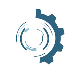 Technology and innovation concept. Circular wheel segments spinning. White background.