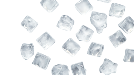 Scattered white sugar crystals on transparent background isolated on transparent background