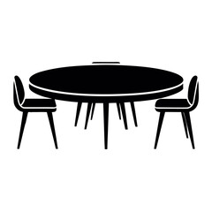 Round table with chairs silhouette meeting furniture design