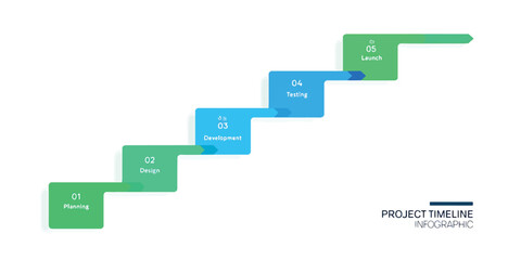 Dynamic Staircase Project Progress Infographic Illustrating Business Development Stages and Workflow Timeline