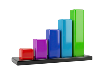 Colorful Bar Graph on Transparent Base with Growth Trend and Transparent Background