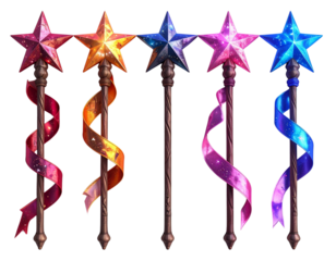 Star Wand Collection for Fantasy Designs, Transparent Background