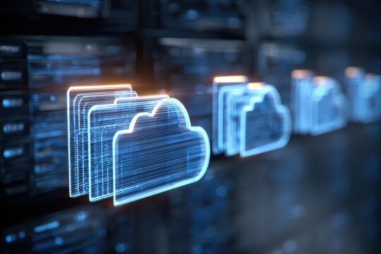 Cloud Storage Technology Data Solutions for Business Digital Future Modern Network Connection Cloud Computing Data Security Backup System Data Migration, Data Transformation, Cloud Services Concept - Powered by Adobe