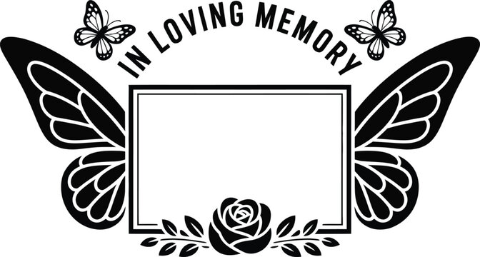 In Loving Memory Butterfly and Rose Memorial Frame