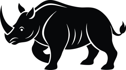 Charging rhino icon with dynamic forward motion