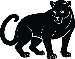 Crouching panther icon silhouette for wildlife and sports