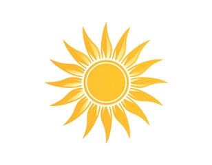 Stylized depiction of a bright yellow sun, radiating warmth on a solid black background
