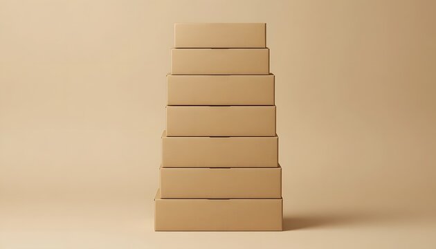 Neatly stacked cardboard boxes ready for shipping and storage, perfect for e-commerce businesses, relocation services, and sustainable packaging solutions