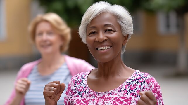 Happy Senior Woman Exercising, Promoting a Healthy Active Lifestyle - Powered by Adobe