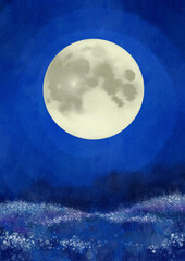ファンタスティックな月の夜の背景イラスト素材