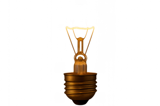 Glowing light bulb filament sparking new ideas