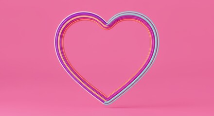 A gentle pink canvas framed by a vibrant, colorful, and glossy heart-shaped border, symbolizing love and sweetness ,illustration ,valentine ,card