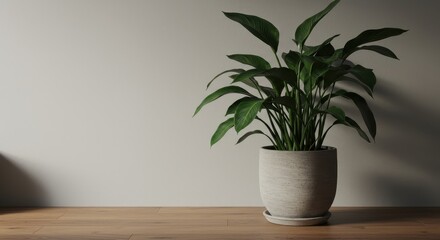 Fototapeta premium Elegant vertical view of a large indoor houseplant in a sophisticated ceramic pot, blending natural beauty with modern interior design aesthetics ,sunlight ,pot ,beauty