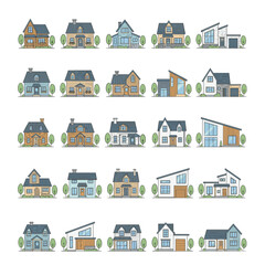 Obraz premium Charming House Front View Collection with Modern and Classic Styles