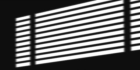 Window blind shadow overlay on black wall background for mockup template isolated on transparent background