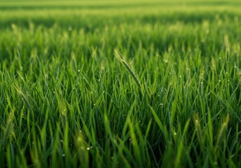 Fototapeta premium A natural green field texture, slightly out of focus, providing a perfect environmental backdrop for compositions and spring themes ,background ,peaceful ,outdoor