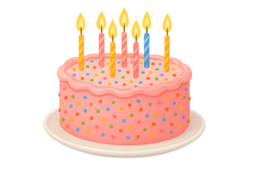 Colorful birthday cake with candles illustration for celebrations and special occasions