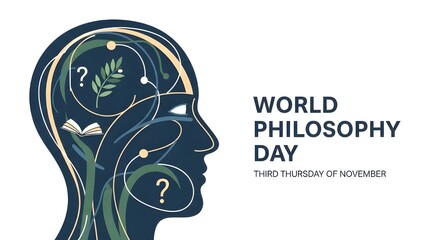 Celebrate World Philosophy Day with thoughtful reflection, symbolizing wisdom and knowledge, ideal for educational content or social media campaigns