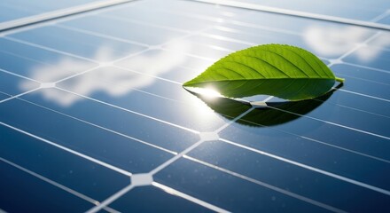 Sunny Futuristic City with Sustainable Energy, Solar Panels and Wind Turbines