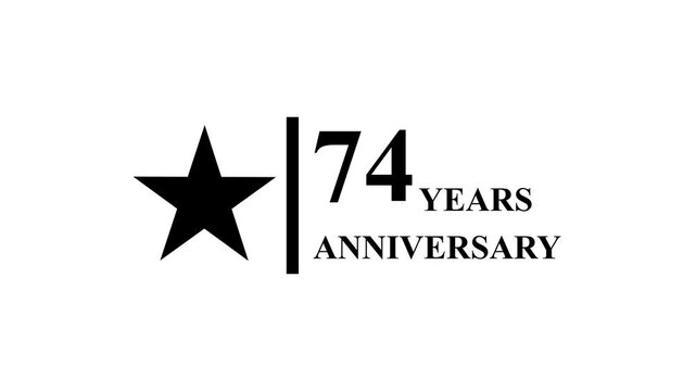74 years anniversary motion graphic 4K footage with star. 4K motion animation. particles and number. Animated 74 years Birthday Wishes , Background with alpha channel 4k ..
