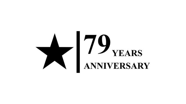 79 years anniversary motion graphic 4K footage with star. 4K motion animation. particles and number. Animated 79 years Birthday Wishes , Background with alpha channel 4k ..