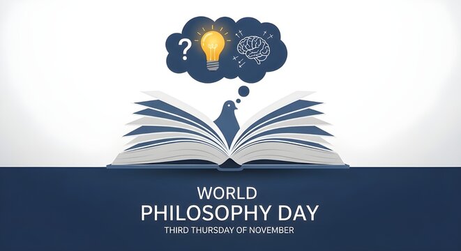 Celebrate World Philosophy Day with insightful thought, an open book, and creative ideas for a thought-provoking event on the third Thursday of November