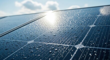 Sunny Futuristic City with Sustainable Energy, Solar Panels and Wind Turbines