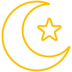 yellow outline moon star icon