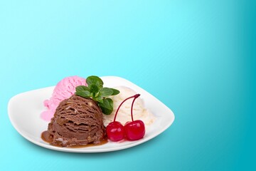 Tasty fresh sweet cols ice cream dish