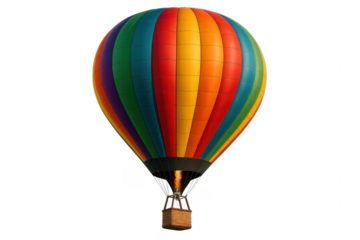 Colorful hot air balloon flying with transparent background