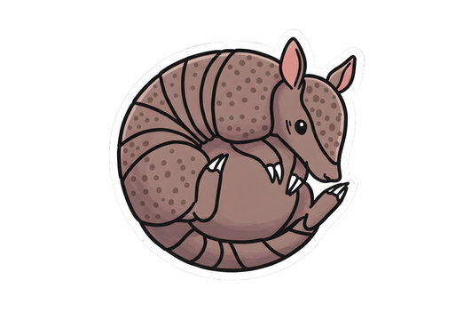 Cute Cartoon Armadillo Curled Up, Vector Illustration png clear alpha channel cutout isolated on transparent background