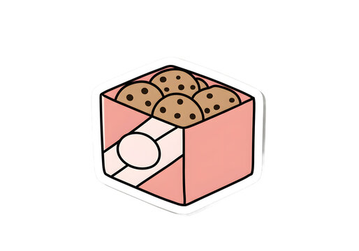 Cute Cartoon Box of Chocolate Chip Cookies png clear alpha channel cutout isolated on transparent background