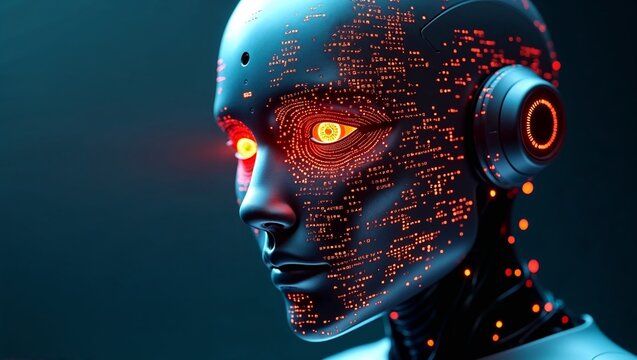 Abstract robot face flickering with system error messages